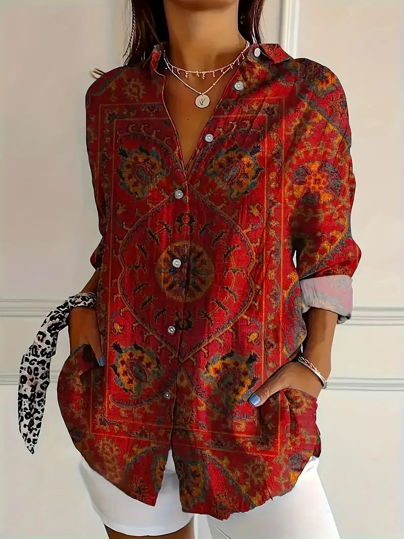 Daisy | Women's Tropical Floral Buttoned Loose Fit Summer Blouse