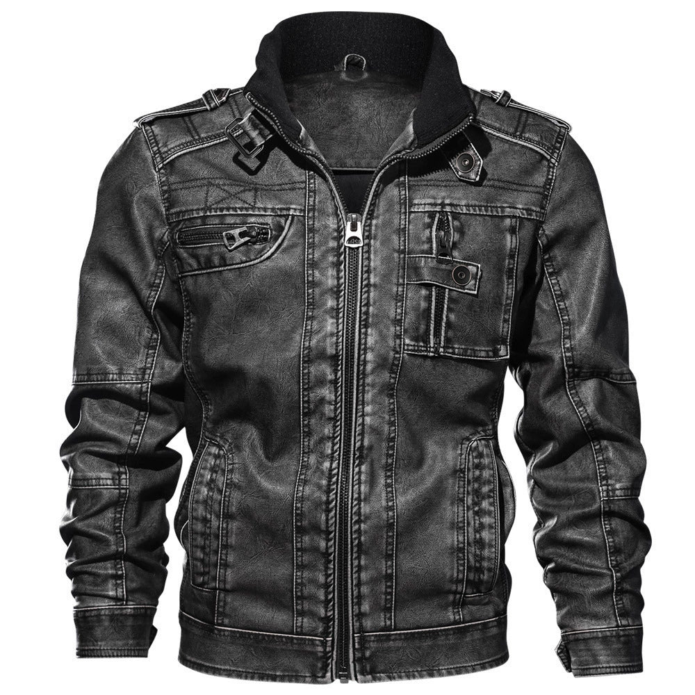 Gautier | Men's Slim-Fit Leather-Look Jacket – Stand-Up Collar with Multiple Pockets