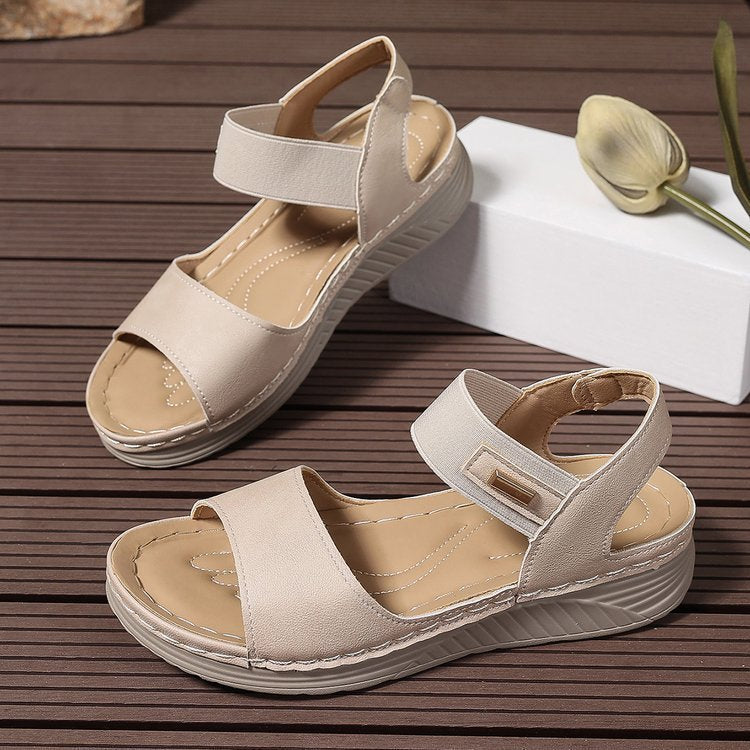 Brontelle | Women’s Open Toe Slip-On Sandals with Ankle Strap & Cushioned Footbed – Soft & Comfortable Fit