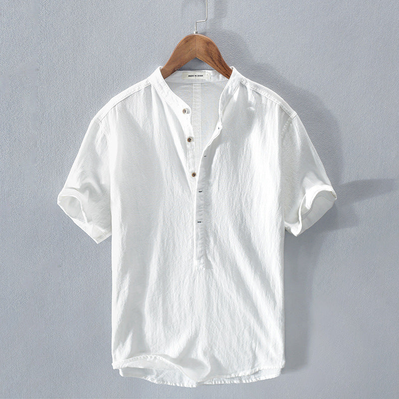 Harold | Men’s Solid Colour Short Sleeve Shirt with Round Neck & Half Button Closure – Casual Summer Essential