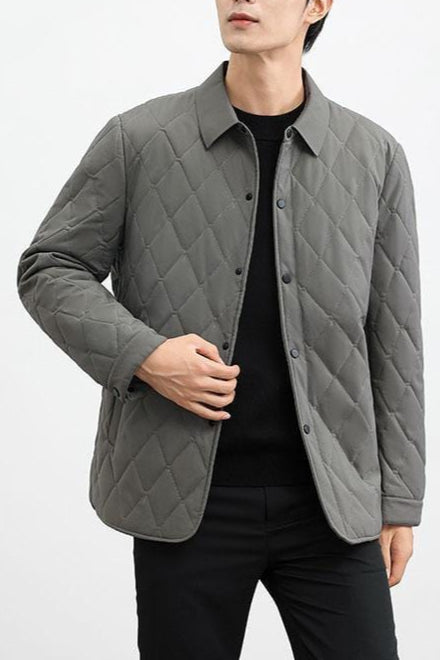Lambert | Men’s Slim Fit Quilted Puffer Jacket with Lapel Collar & Diamond Stitch