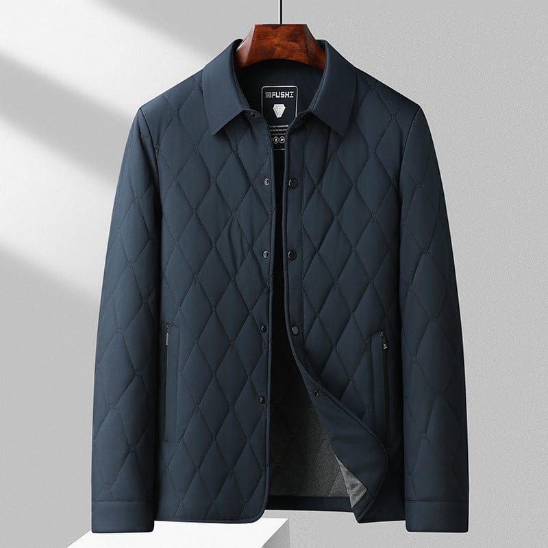 Lambert | Men’s Slim Fit Quilted Puffer Jacket with Lapel Collar & Diamond Stitch
