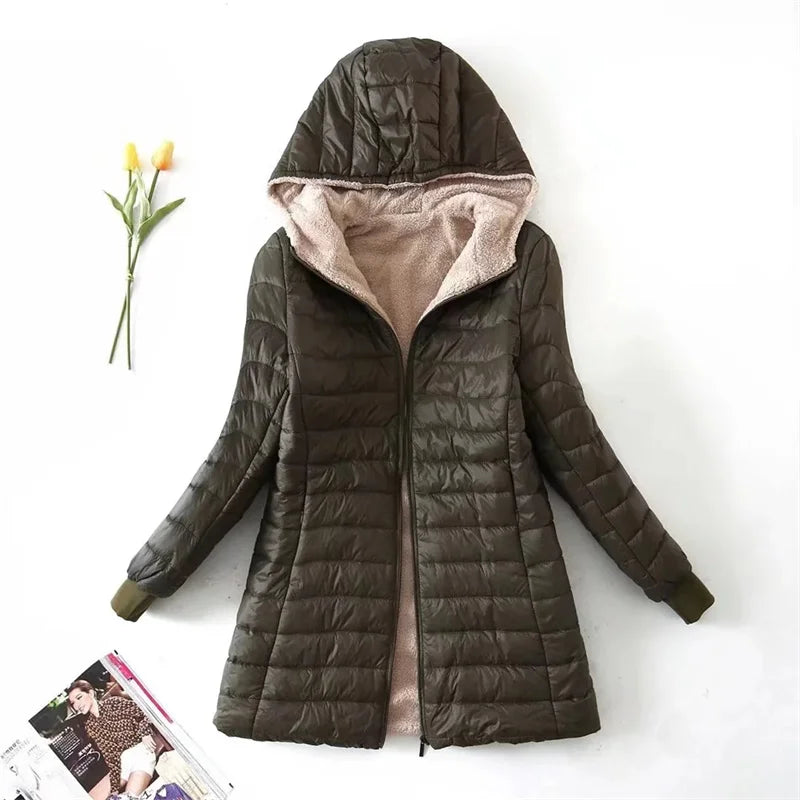 Emilia | Women’s Padded Fleece-Lined Hooded Jacket – Stylish and Warm Outerwear