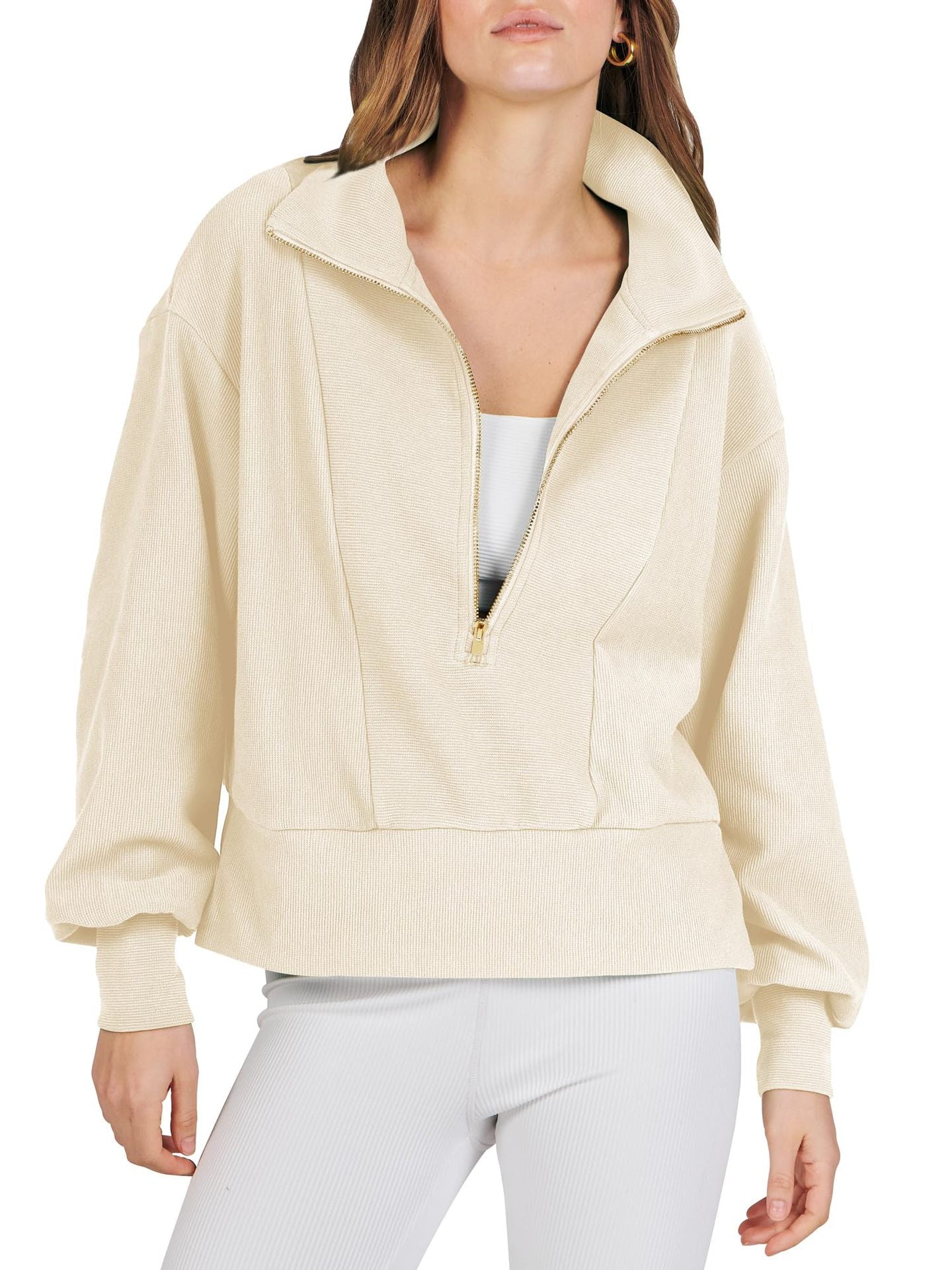 Efira | Women's Stylish Solid Colour Half-Zip Thick Sweater