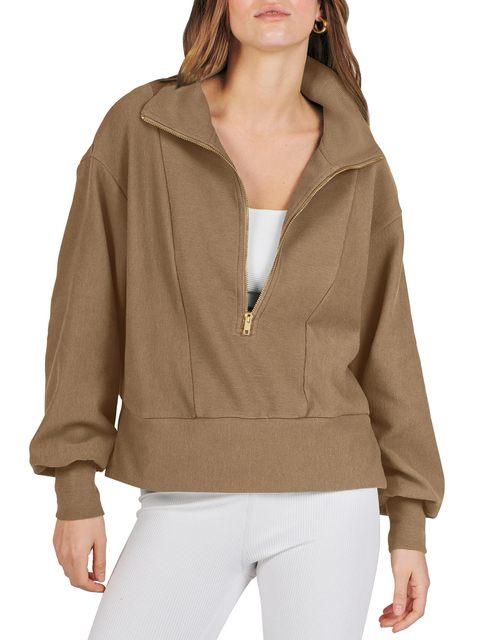 Efira | Women's Stylish Solid Colour Half-Zip Thick Sweater