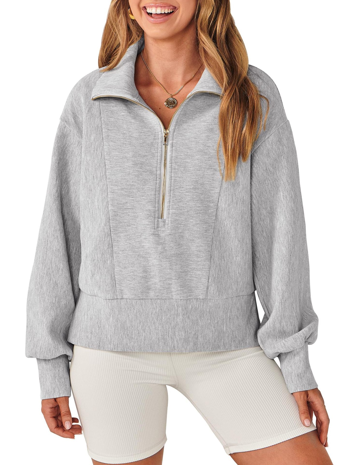 Efira | Women's Stylish Solid Colour Half-Zip Thick Sweater