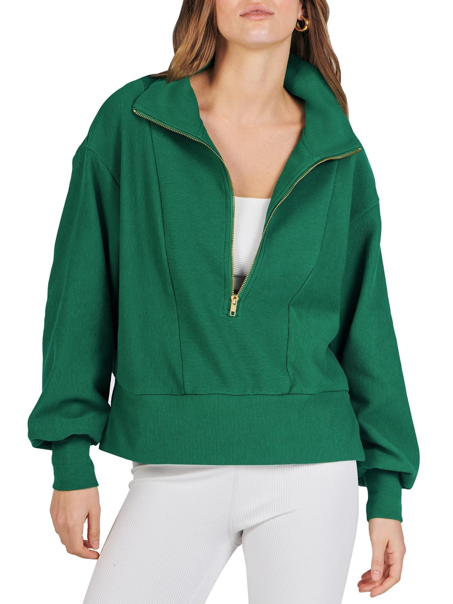 Efira | Women's Stylish Solid Colour Half-Zip Thick Sweater