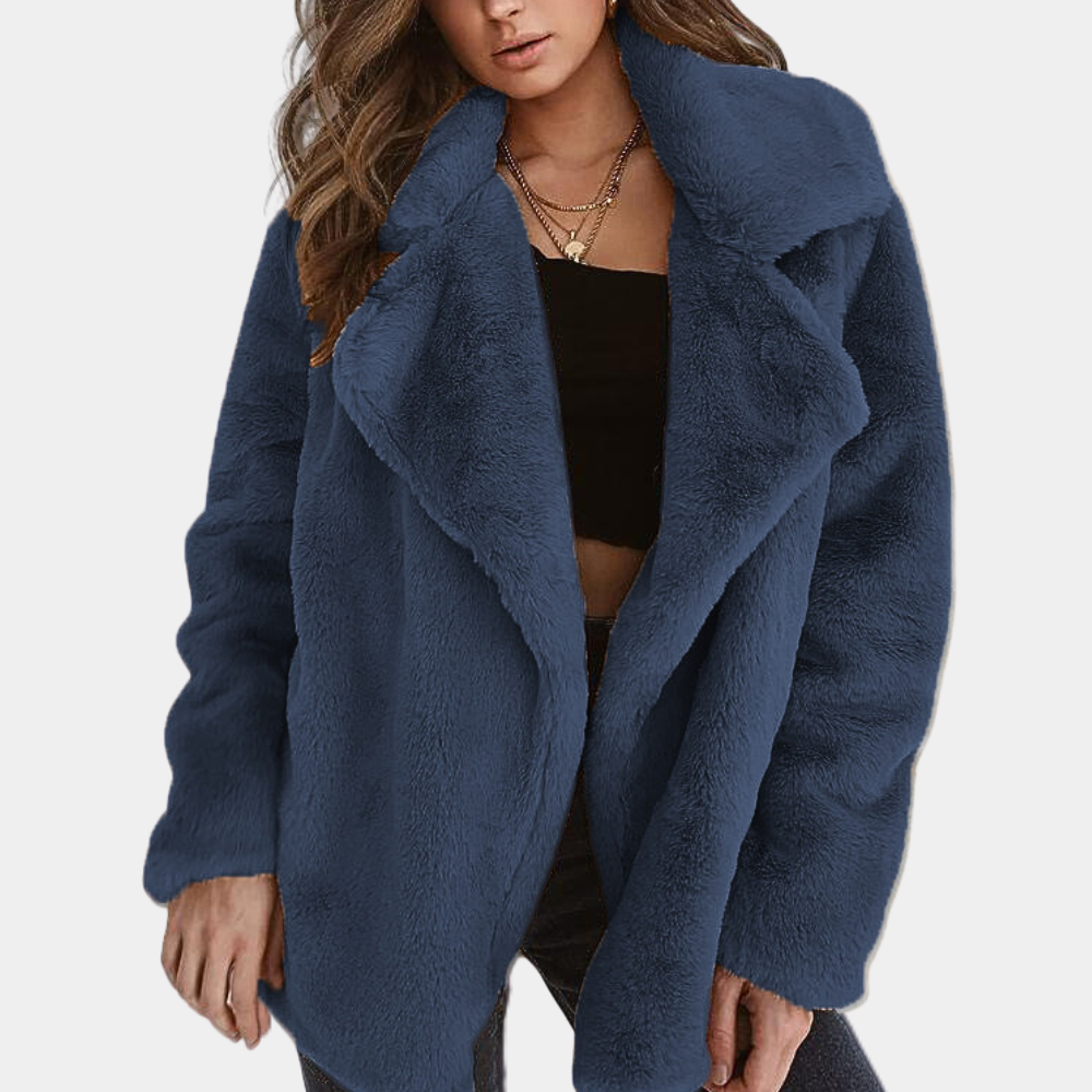 Audrey | Women's Solid Colour Teddy Coat with Lapel Collar