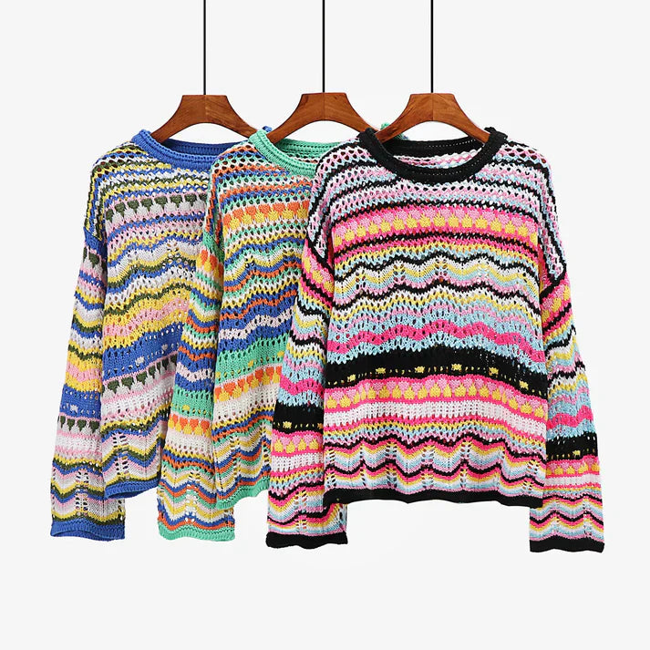 Giseala | Women's Colourful Loose-Fit Knit Sweater