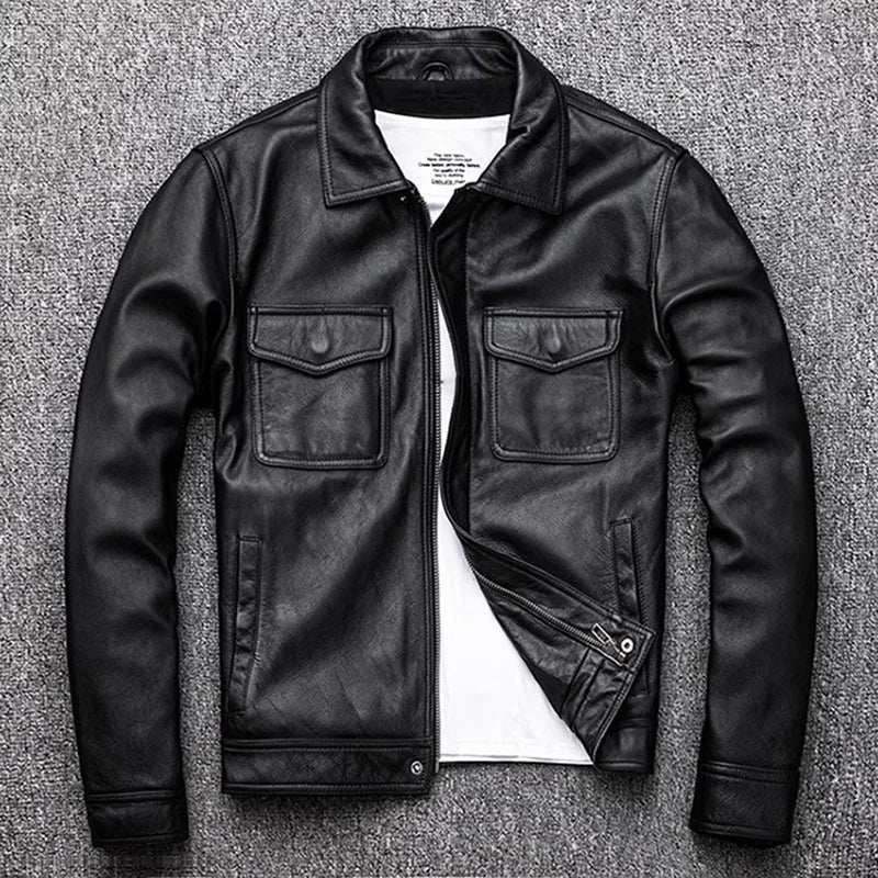 Kai | Men's Retro Style Motorcycle Jacket with Zip Closure and Multiple Pockets