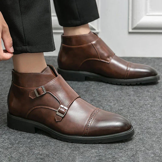 Sonny | Men's Double Buckled Monk Strap Business Casual Boots