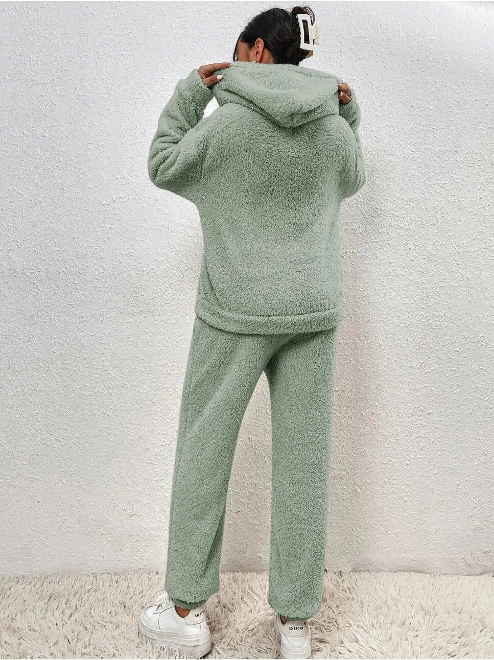 Suzanne | Women’s Teddy Lounge Set, Two-Piece Hoodie & Jogging Bottoms Cosy Warm Suit