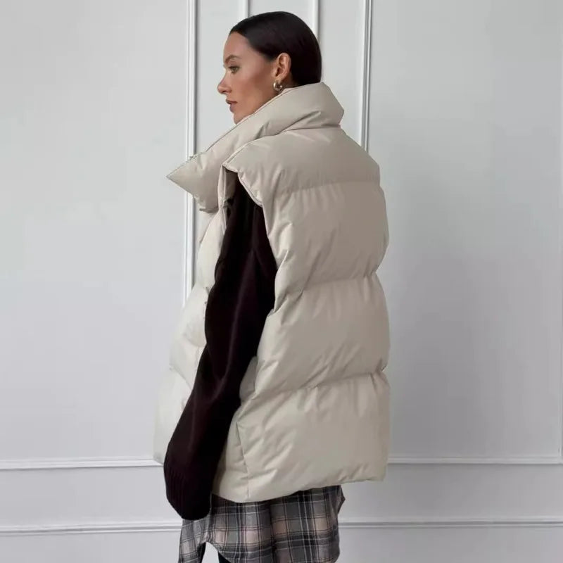 Yvette | Women's Long Padded Winter Gilet with Zip Closure