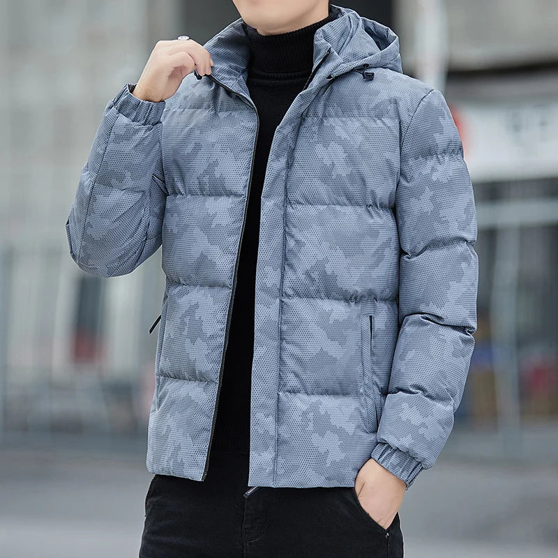 Gustav | Men's Camouflage Puffer Jacket with Hood and Practical Pockets