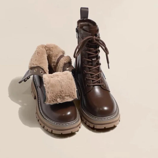 Wolfgang | Women's Non-Slip Lace-Up Fleece Lined Ankle Boots – Comfortable & Durable