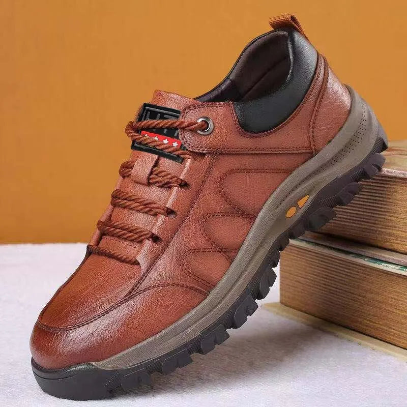 Lennart | Men’s Leather Lace-Up Sneakers – Stylish & Durable