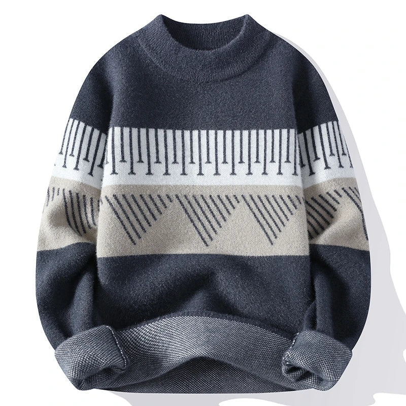 Albrecht | Men’s Crew Neck Jumper with Geometric Pattern – Warm and Stylish