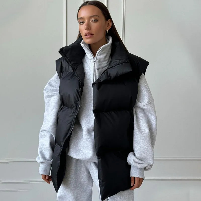 Yvette | Women's Long Padded Winter Gilet with Zip Closure