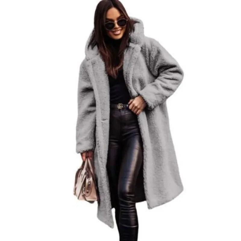 Elspet | Women's Long Hooded Plush Coat for Effortless Warmth and Style