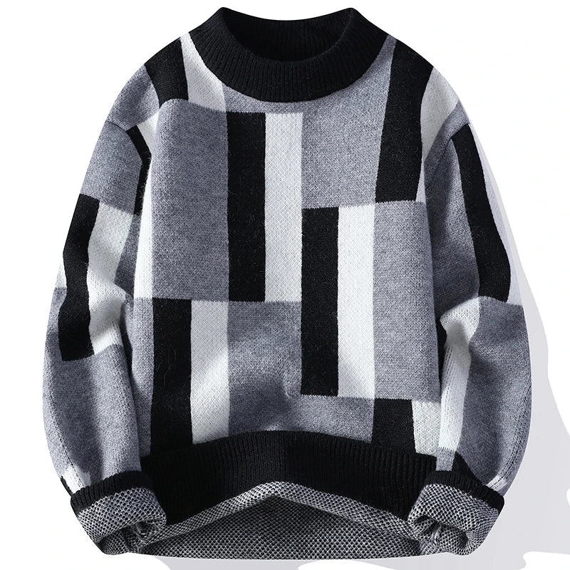 Ralfael | Men’s Colour Block Crew Neck Sweater – Premium Quality Thick Knit for Everyday Comfort