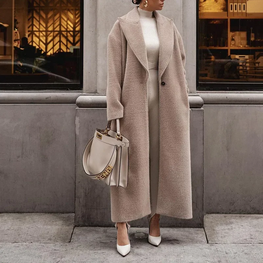 Gabriella | Women’s Long Oversized Coat with Wide Lapels & Elegant Design