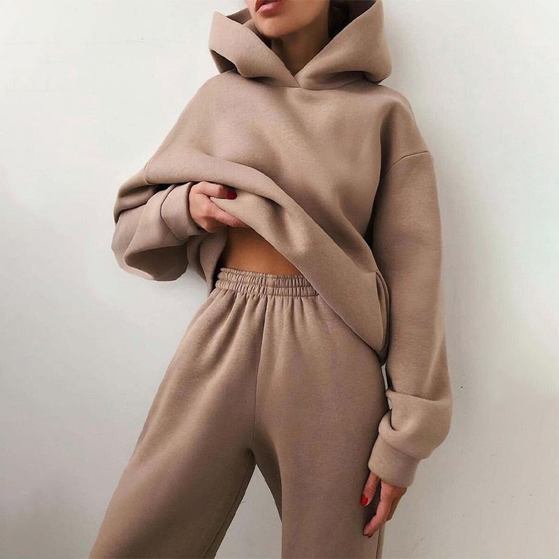 Catherine | Women’s Solid Colour Relaxed Jogging Set with Hoodie & Pants