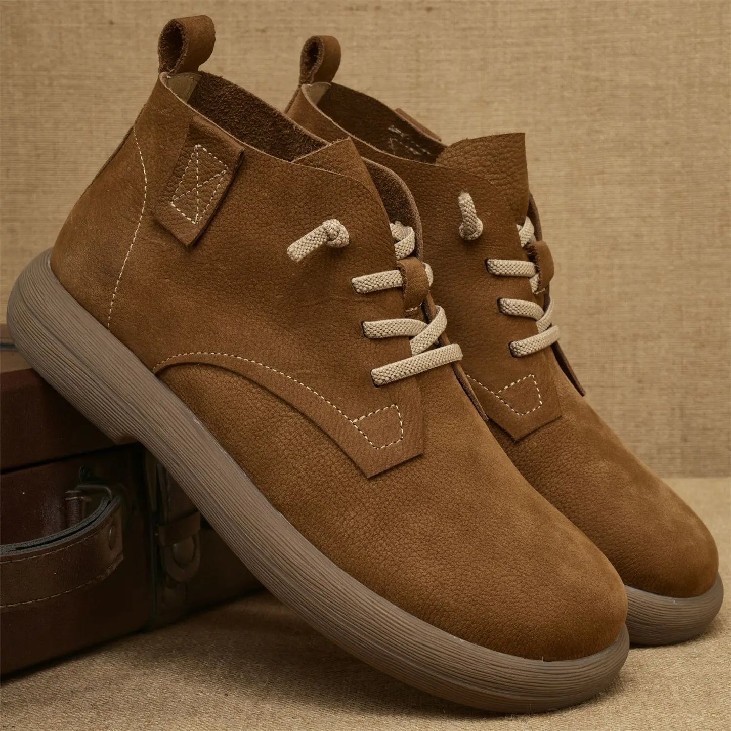 Langham | Men’s Ankle Vintage Lace-Up Workwear Boots with Soft Sole