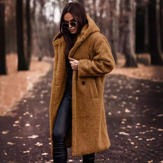 Elspet | Women's Long Hooded Plush Coat for Effortless Warmth and Style