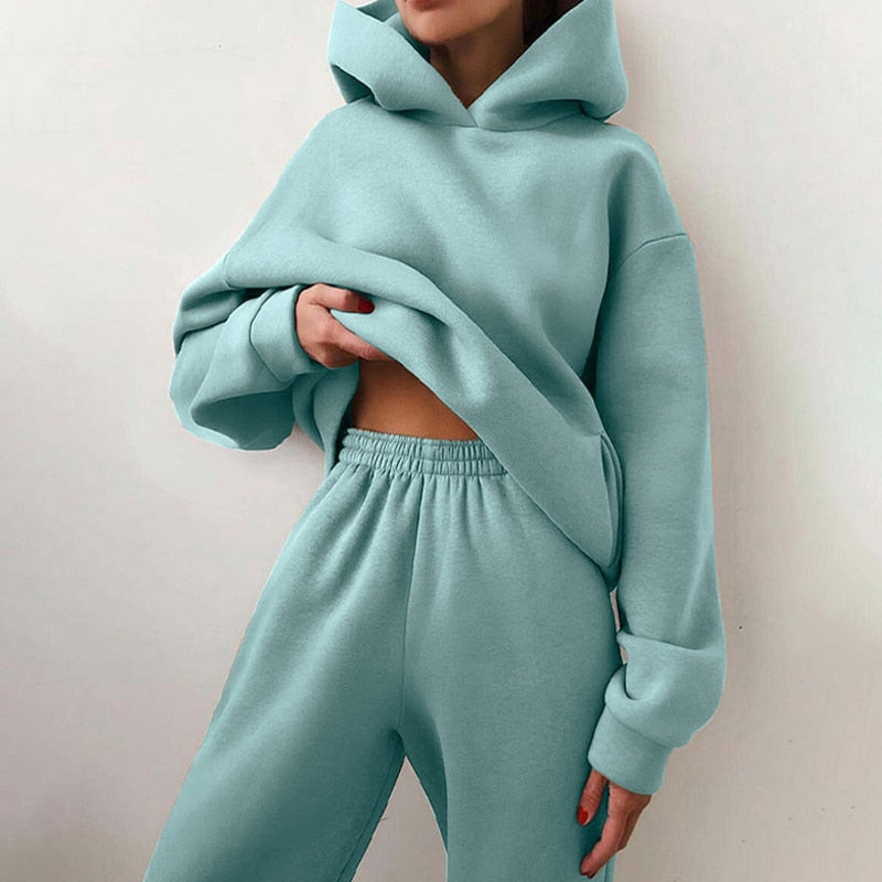 Catherine | Women’s Solid Colour Relaxed Jogging Set with Hoodie & Pants