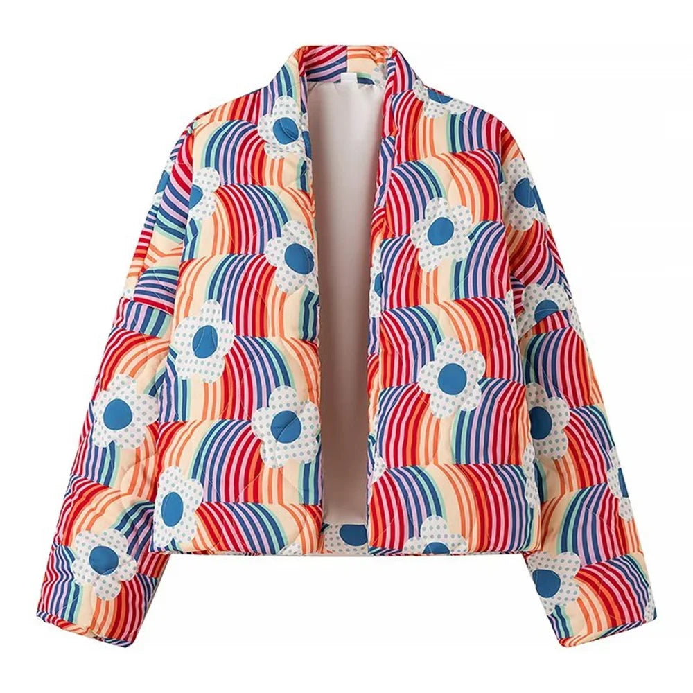 Bluebell | Women's Quilted Jacket with Oversized Sleeves and Floral Print | Warm, Stylish Winter Coat