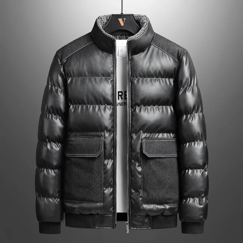 Achim | Men’s Winter Jacket with Fleece Lining and Denim Details