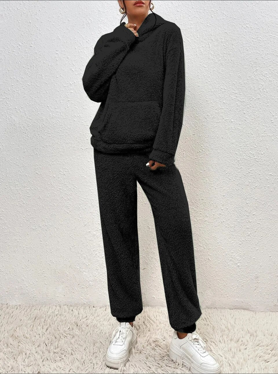 Suzanne | Women’s Teddy Lounge Set, Two-Piece Hoodie & Jogging Bottoms Cosy Warm Suit
