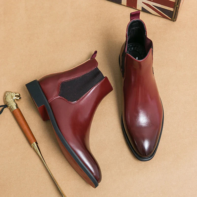 Northfield | Men’s Chelsea Slip-On Ankle Boots with Red Sole & Classic Design