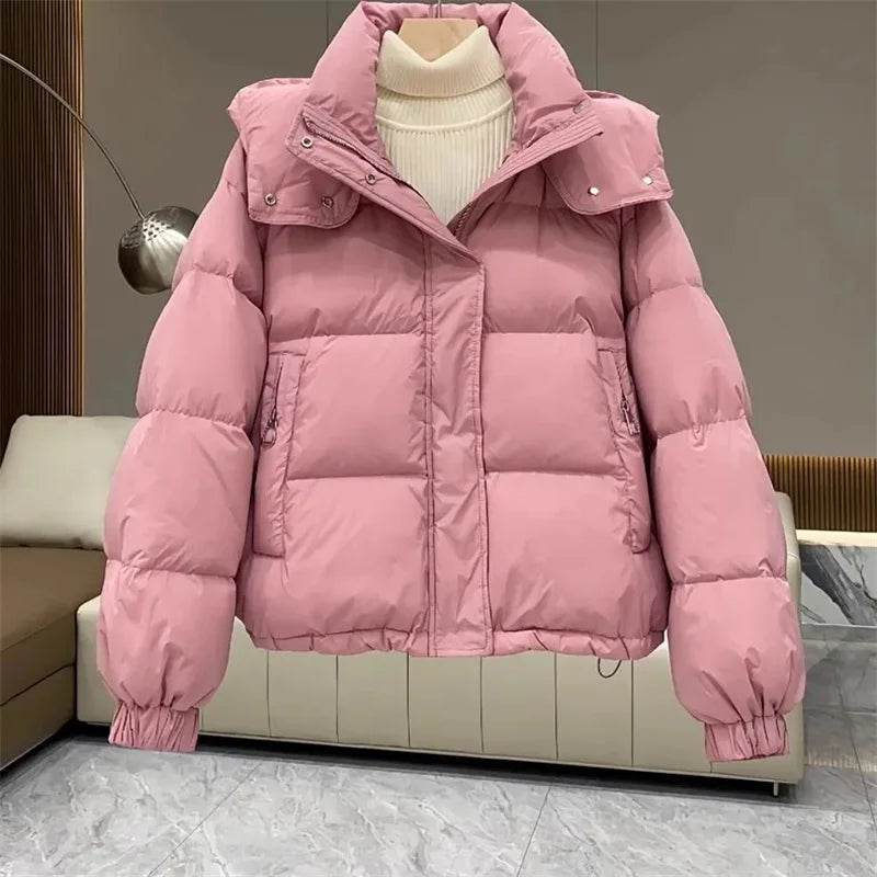 Una | Women's Hooded Puffer Jacket with Zip Closure – Stylish and Warm Winter Coat