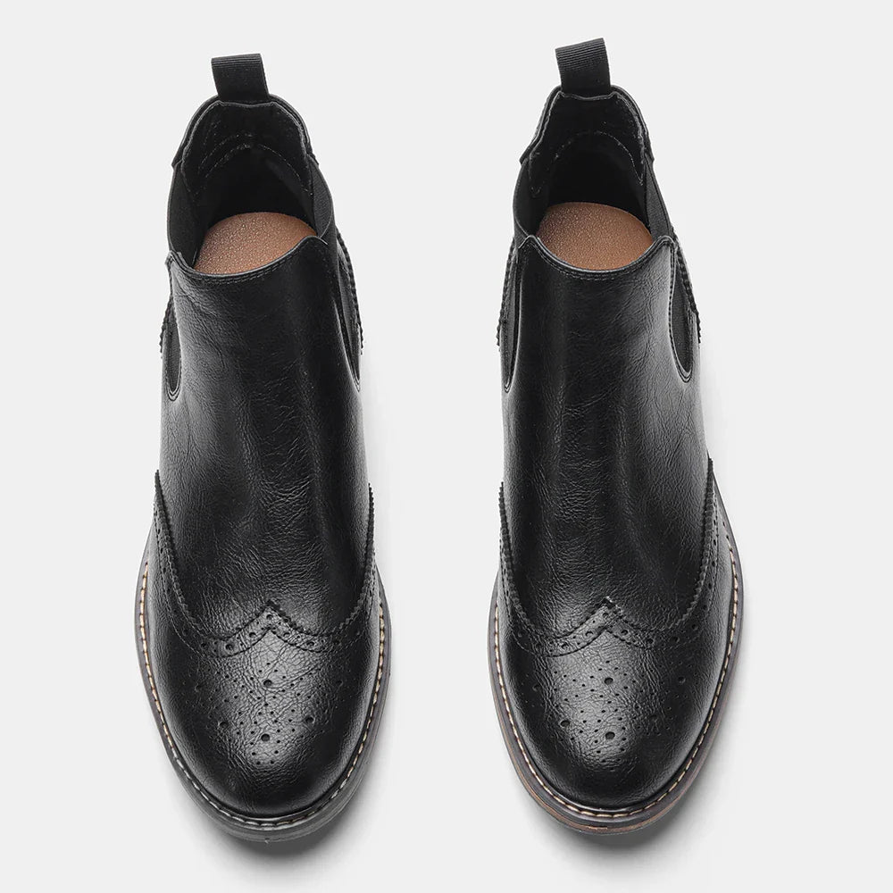 Orwell | Men’s Chelsea Ankle Boots with Brogue Detailing & Classic Design