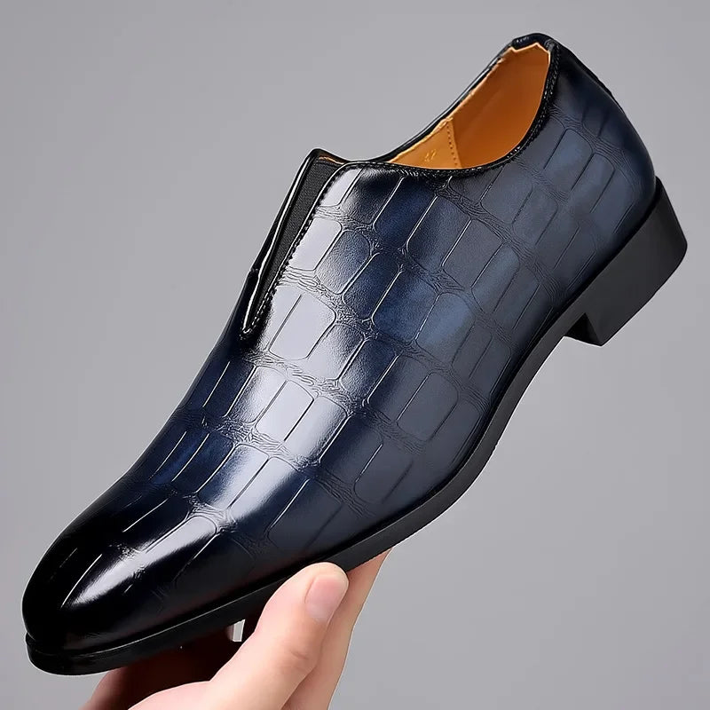 Ferdinand | Men’s Elegant Slip-On Oxford Shoes – Premium Faux Leather with Stone Pattern