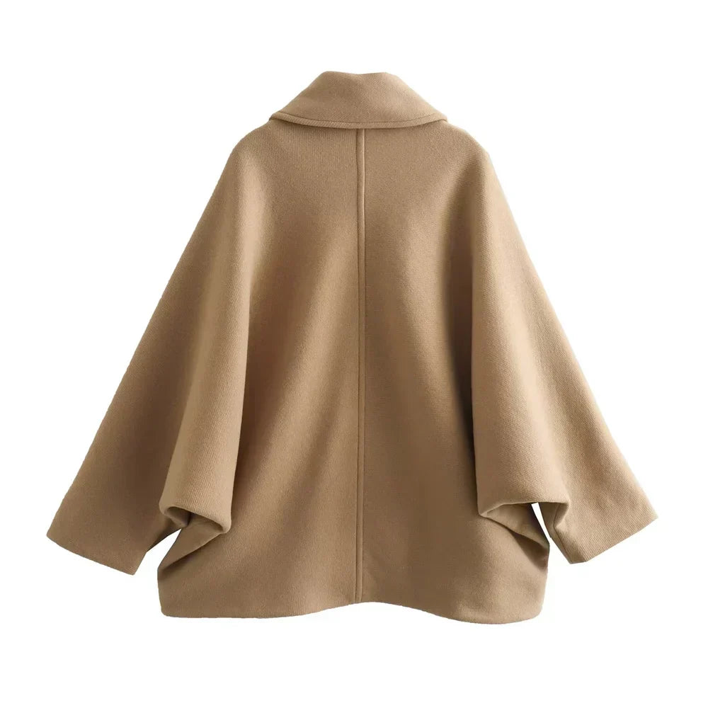 Eustacia | Women’s Oversized Wool Jacket with Lapels and Front Buttons