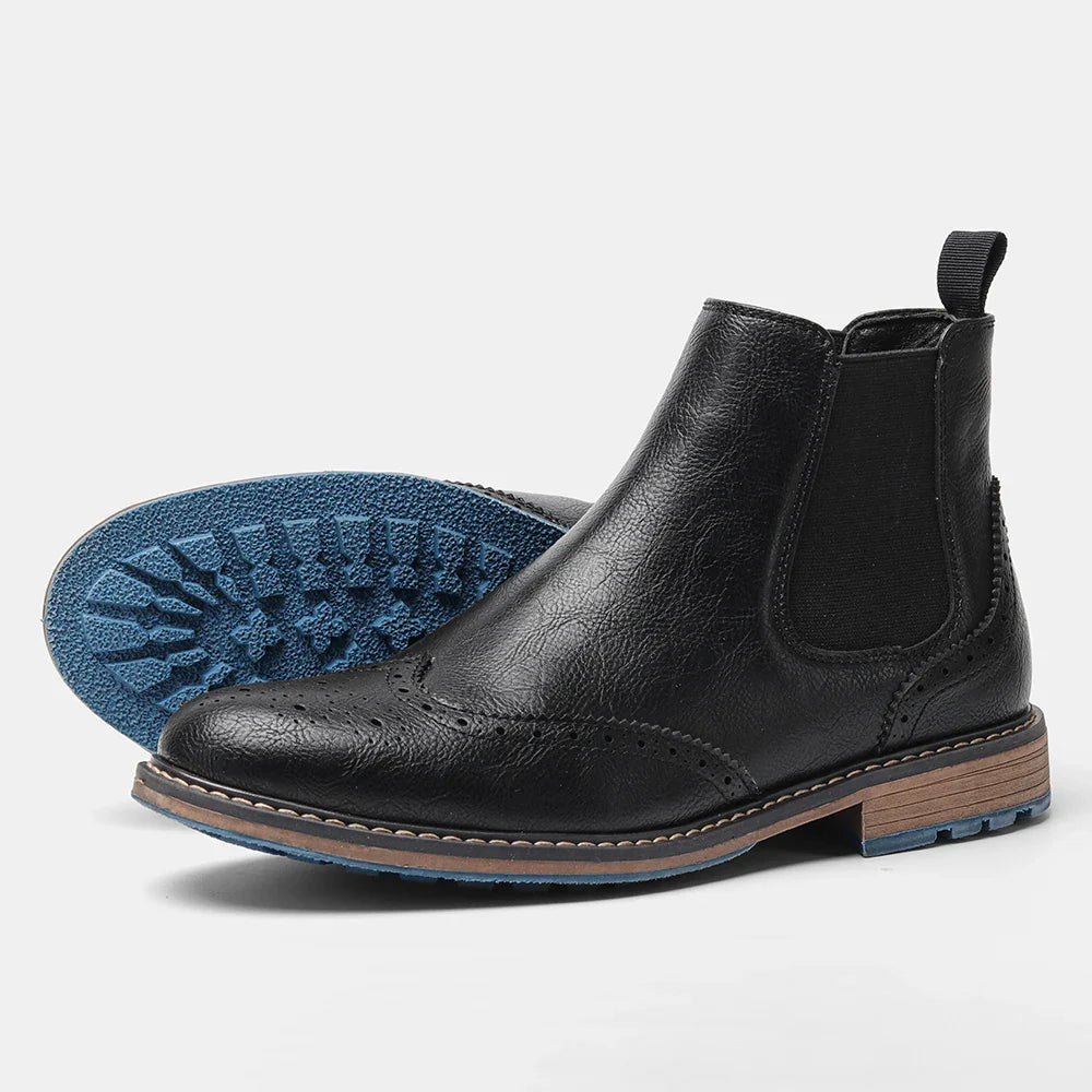 Orwell | Men’s Chelsea Ankle Boots with Brogue Detailing & Classic Design