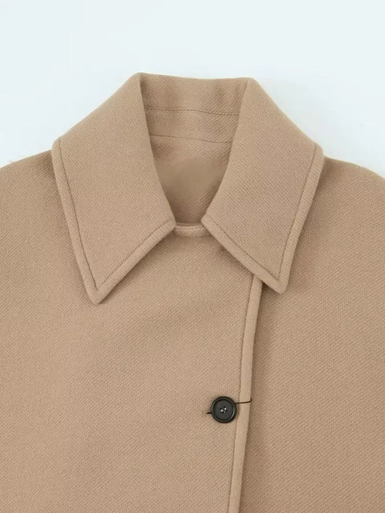 Elswyth | Women's Short Faux Wool Coat with Classic Button Detail