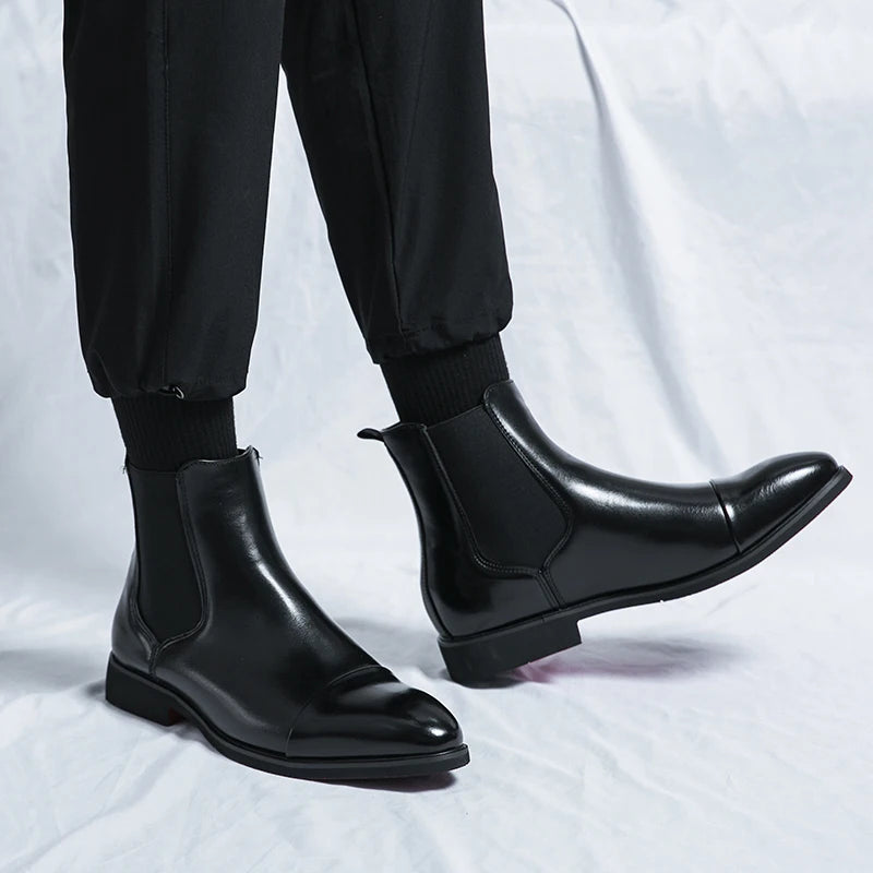 Gladstone | Men’s Chelsea Ankle Boots with Sleek Fit, Cap Toe & Elastic Slip-On Design