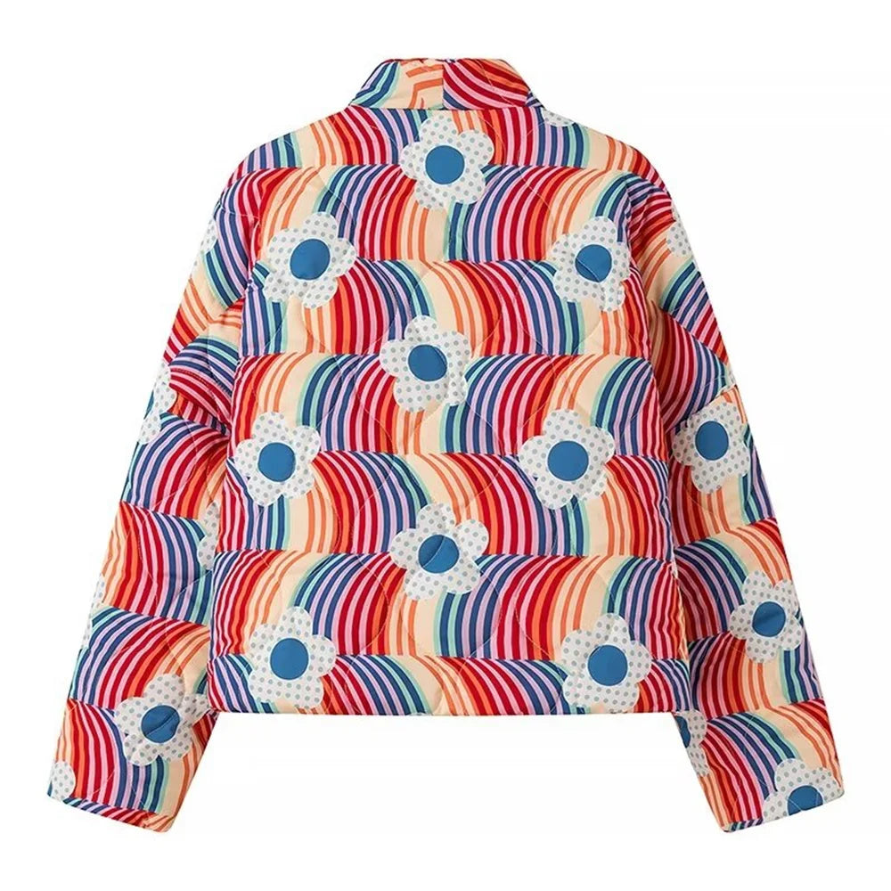 Bluebell | Women's Quilted Jacket with Oversized Sleeves and Floral Print | Warm, Stylish Winter Coat
