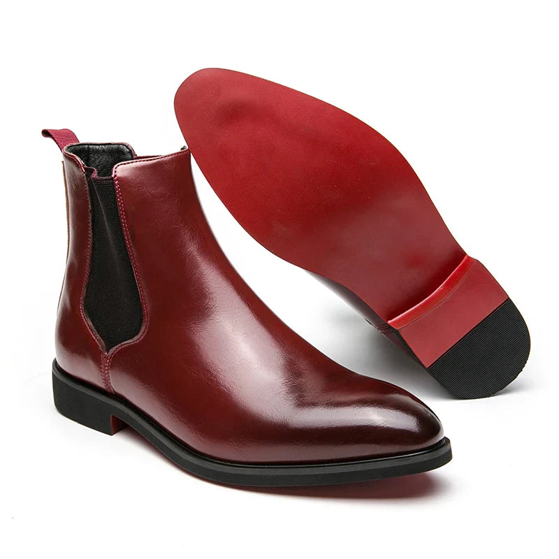 Northfield | Men’s Chelsea Slip-On Ankle Boots with Red Sole & Classic Design