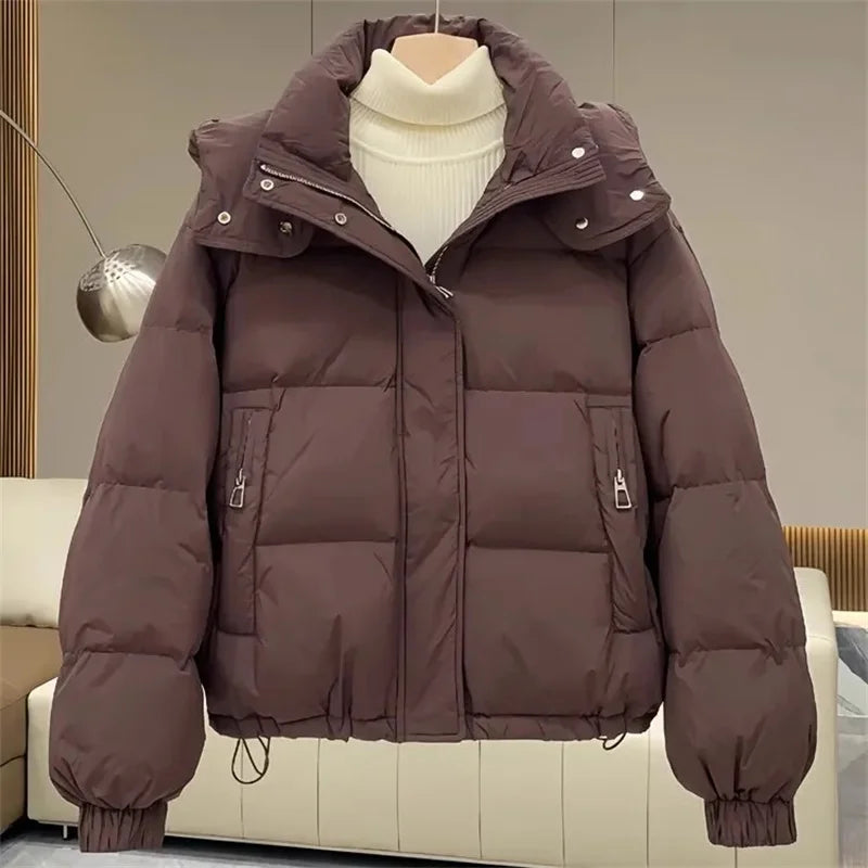 Una | Women's Hooded Puffer Jacket with Zip Closure – Stylish and Warm Winter Coat