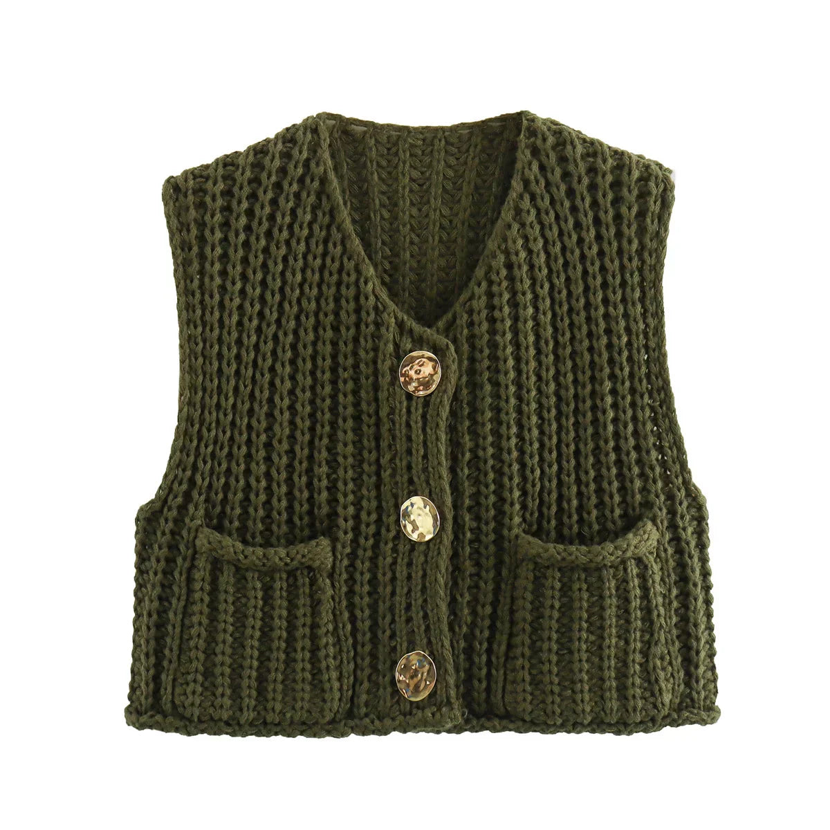 Emilien | Women's Stylish Knitted Vest with V-Neck, Button Front & Pockets – Trendy Layering Piece