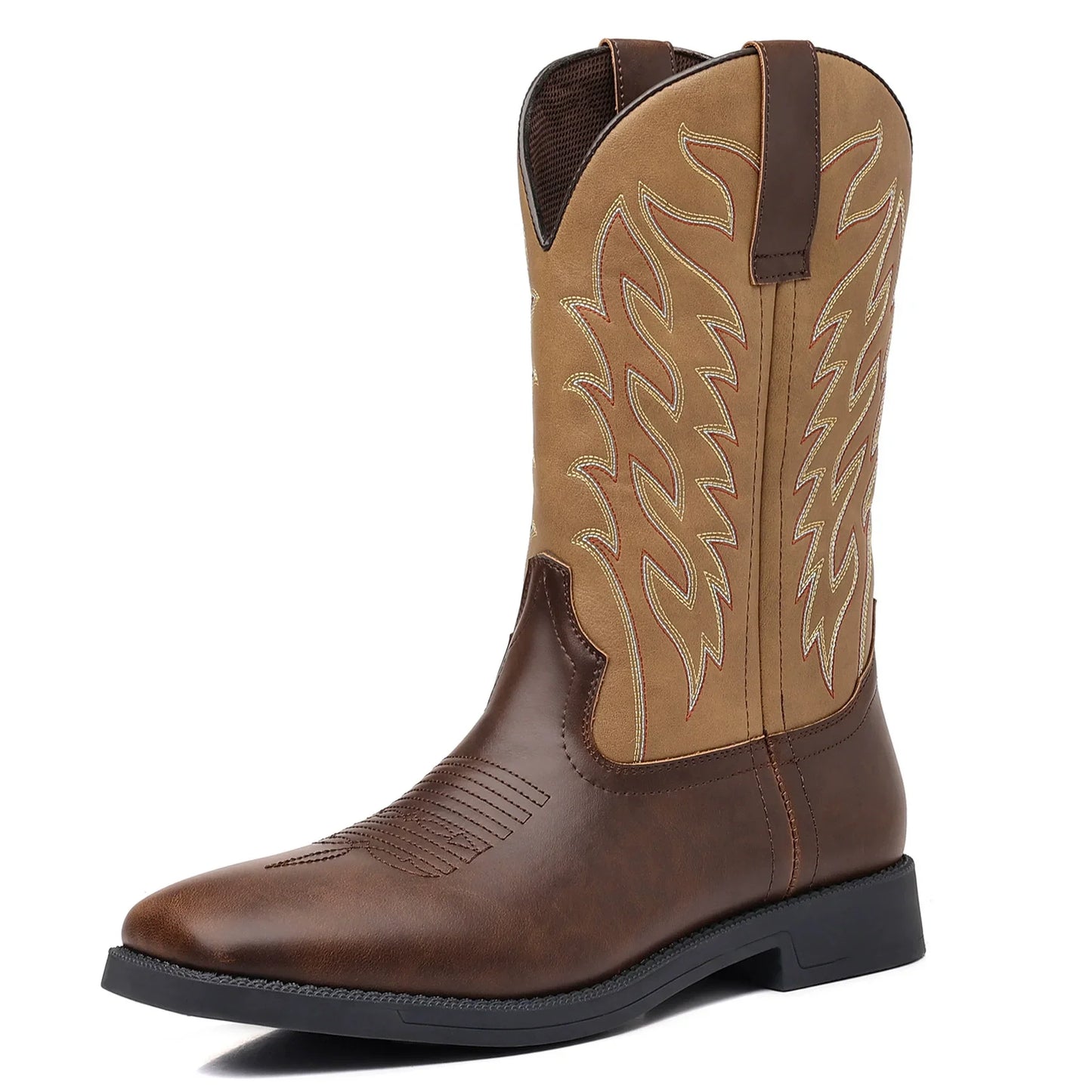 Montrose | Men’s Western Cowboy Boots with Embroidered Mid-Calf Design & Square Toe