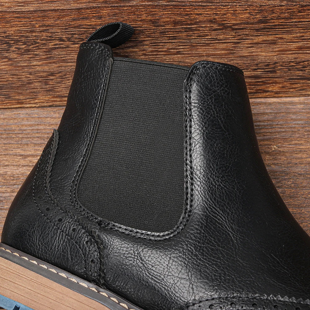Orwell | Men’s Chelsea Ankle Boots with Brogue Detailing & Classic Design