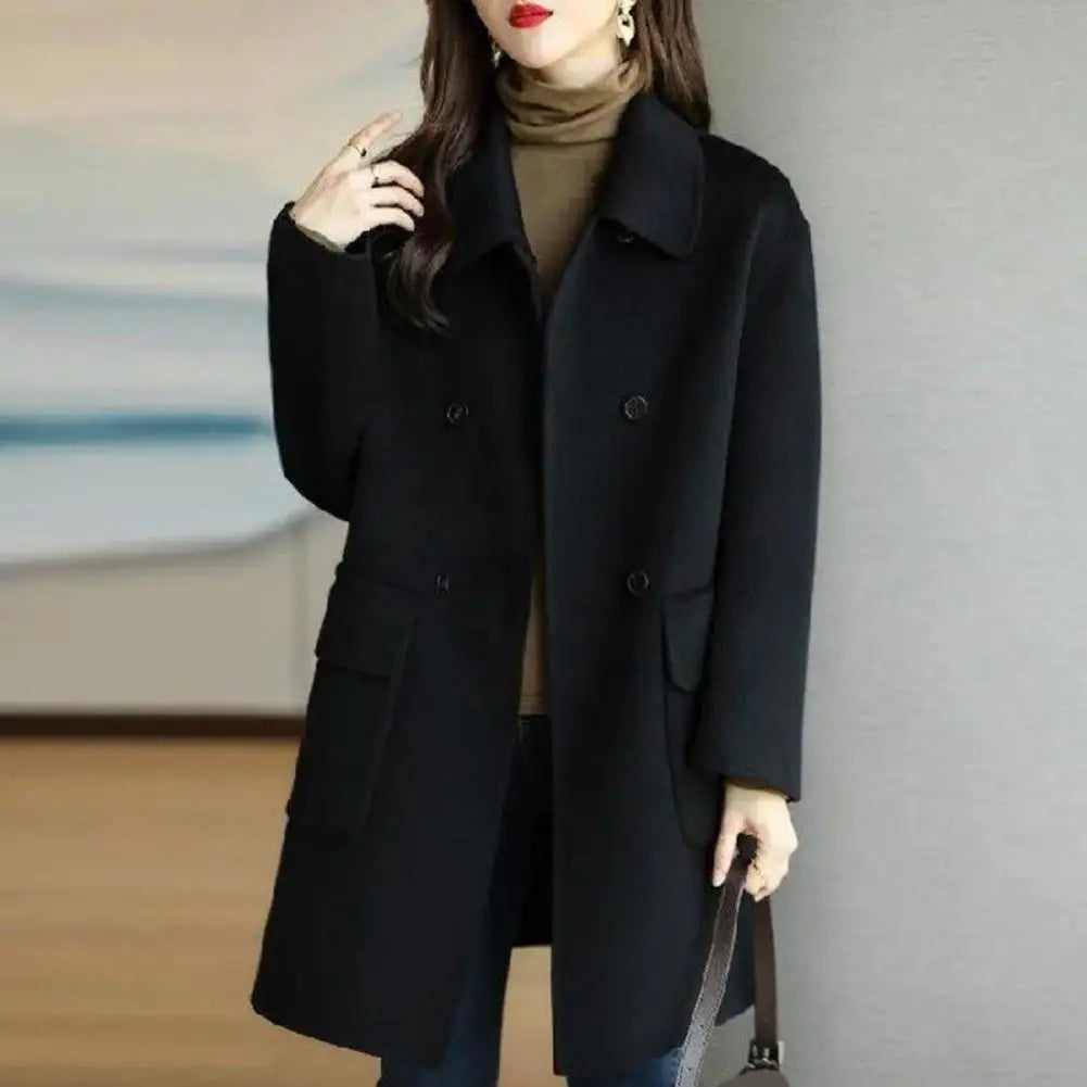 Milara | Chic Double-Breasted Wool Coat for Women with Pockets