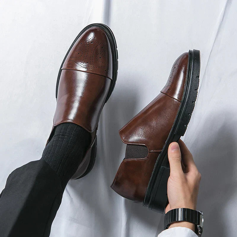 Gernot | Men’s Slip-On Business Shoes – Elastic Sides & Durable Sole for Everyday Comfort