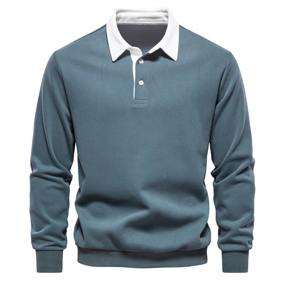 Lisbeth | Men's Buttoned Polo Neck Sweatshirt – Warm & Stylish