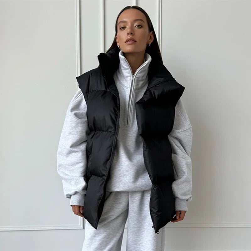 Yvette | Women's Long Padded Winter Gilet with Zip Closure